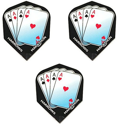 Art Attack Harrows Marathon Aces Up Club Spade Heart Diamond 100 Mikron Extra Strong Dart Flights (1 Set)