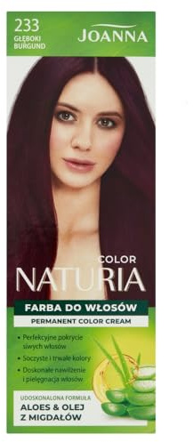 Joanna Naturia Color Haarfarbe für Frauen - Sorgt für Lang Anhaltende Farbe - Enthält Aloe vera und Mandelöl - Attraktive und Tiefe Haarfarbe - Farbe Tiefes Burgunderrot