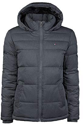 Tommy Hilfiger Men's Down Alternative Hooded Puffer Jacket (Standard and Big & Tall) Coat, Heather Navy, 4X