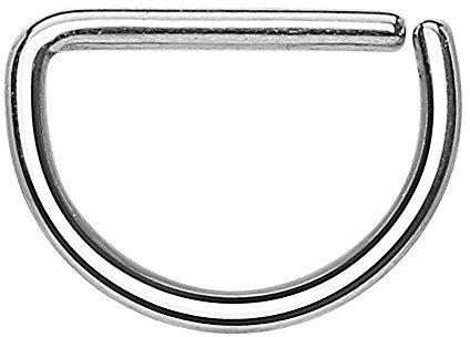 Piercingfaktor Universal D Ring Piercing Septum Tragus Helix Ohr Nase Lippe Brust Intim Nasenpiercing Lippenpiercing Silber 1,0mm x 8mm