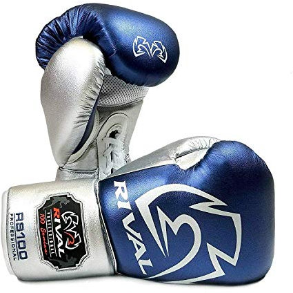 RIVAL RS100 Boxhandschuhe Blau Silber Training Sparring - Blau Silber, 16oz
