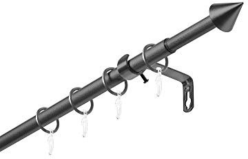 Dekobase Ausziehbare Gardinenstange, Stilgarnitur Siri komplett Set zum sofortigen Montieren, 13/16 mm Ø, Anthrazit, 120-220 cm