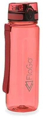 FloGo Gourde 750 ml avec sangle, couvercle rabattable et insert filtre – 100 % étanche – Sans BPA – Passe au lave-vaisselle, rose, 750ml
