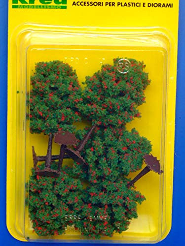 Alberi con Fiori Rossi per modellismo 5 pz. H. cm. 8,5 Scala HO-1/87 - Krea