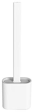 FJSC Hygienic Toilet Brush Silicone and Holders Upgraded Modern Design, Bathroom Toilet Bowl Brushes with Quick Drying Holder Set Hanging type-white