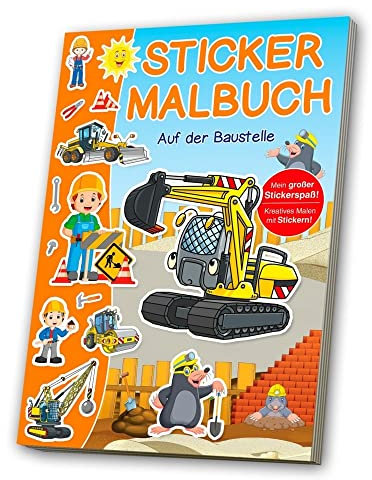 Mal- & Stickerbuch Baustelle: Mein großer Stickerspaß!. Kreatives Malen mit Stickern!