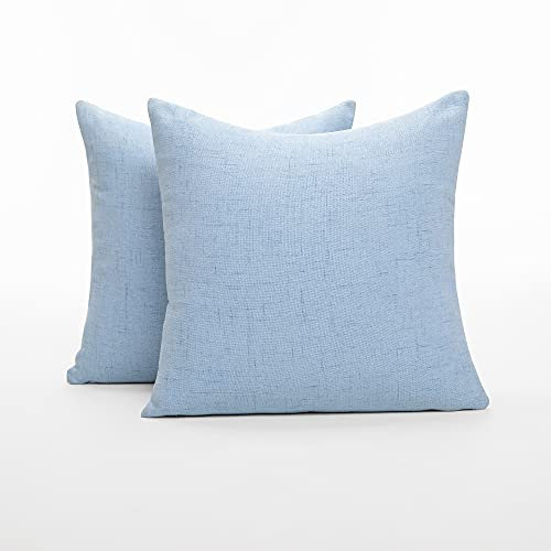 Deconovo Kissenhülle, 100% Polyester, Kissenbezüge für Haus, hellblau, 45 x 45 cm, Wohnzimmer, Schlafzimmer, 2 Stück