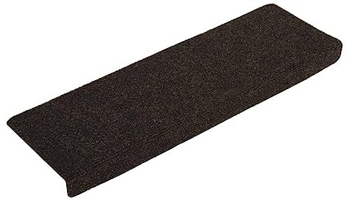 vidaXL Alfombrilla de Escaleras 15 uds, Alfombra Antideslizante, Protector de Peldaño, Alfombrilla Adhesiva, Tela Punzonada Marrón Oscuro 65x21x4 cm