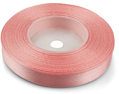 Netuno 1x Satinband Hellkoralle 12 mm x 32 m Schleifenband Geschenkband Dekoband Stoffband bunt Satinrolle farbig Bänder zum Basteln für Hochzeit Taufe Geburtstag Weihnachten Ostern Geschenk