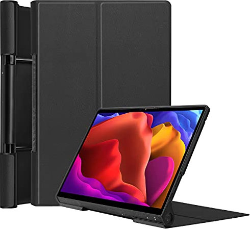 LMFULM® Tablet Étui pour Lenovo Yoga Tab 13 (13 Pouces) PU Cuir Flip Coque Couverture Smart Shell Mince et Léger Protection Stand Housse Noir