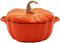 YOOBB Enameled Cast Iron Pumpkin Casserole Dish With Lid - Dutch Oven Non-Stick Pan for Stew and Soup (Orange)