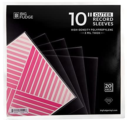 BIG FUDGE Packungen mit 20 externen 10-Zoll-LP-Vinyl, langlebig und knitterfrei, transparentes und hochdichtes Polypropylen, 3 mm dick, passend für die meisten Gatefolds und Doppel-LPs