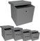 A406 4x Foldable Storage Boxes with Lid Storage Basket with Lid Fabric Cubes with Handles Collapsible Fabric Organiser Clothes Storage Box (Small- 20x20x20cm, Grey)