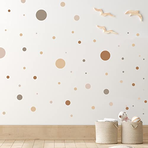WANDKIND Kreis Set 60 Stück Wandtattoo für Babyzimmer V336 Aufkleber Sticker Kreise Wandaufkleber Kinderzimmer Deko Punkte Dots Klebepunkte in verschiedenen Farben (Beige)