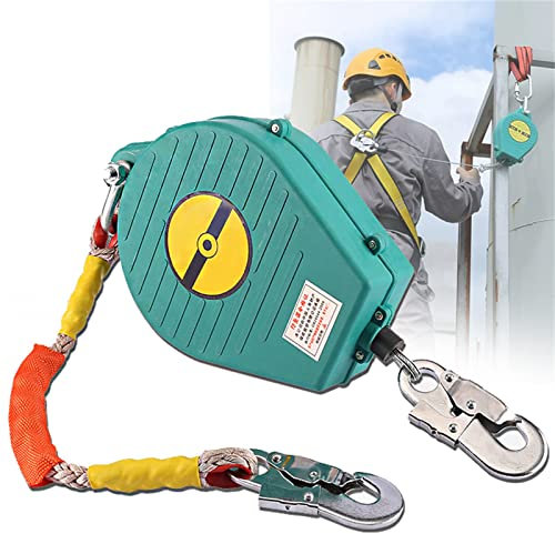 BOVDC Höhensicherungsgerät Absturzsicherung, Einziehbares Höhensicherungsgerät Mit Stahlseil Und Legierung Haken, Dual Bremssystem Personen Fallbegrenzer Für Höhen Arbeiten, Laden Sie 150 Kg(Size:5m)