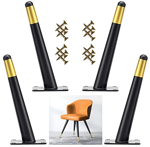 Metall Möbelbeine 10cm 15cm 20cm 25cm 30cm 40cm 50cm,4 Stück Schräge Tischbeine,Möbelfüße Mit Schrauben,Diy Ersatz Möbelfüsse,Schwarz/Gold Tischfüße,Sofa Schrank Stützbeine,GoldBlack-72cm(28.3in)