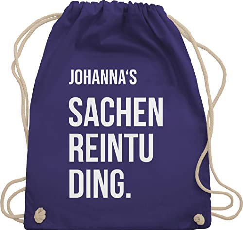 Turnbeutel Rucksack - Taschen - Damen - Sachenreintuding mit Name personalisiert I Sachen Reintu Ding Name | Stoffbeutel mit Spruch - Unisize - Lila - personalisierter sportbeutel