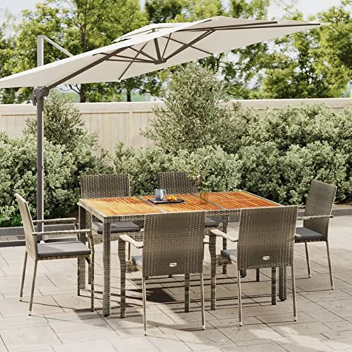 Yolola 7-TLG gartenmöbel essgruppe Rattan Garten sitzgruppe 6 Personen gartenmöbel Set 6 stühle mit Tisch Balkon möbel terrassenmöbel gartenlounge Set Gartengarnitur-7-tlg-4