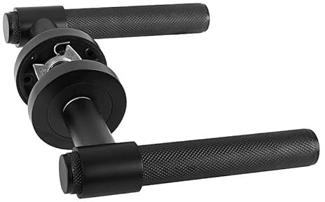 HANDLESTORE Designer Knurled Door Handles Loop Lever on Rose - 4 Finishes (Matt Black)