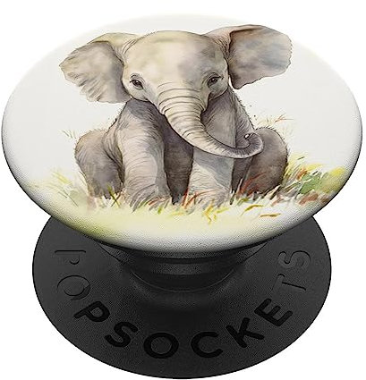Niedlicher Baby-Elefant, Aquarellmalerei, Tier-Cottagecore PopSockets Klebender PopGrip