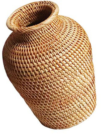 Rustikale Blumenvase, Gras-Bodenvase, Blumenvase aus Korbgeflecht, rustikaler gewebter Blumenkorb, Topf, Dose, Geschenk for Hochzeiten, Heimdekoration, getrocknete Blumen, Spa, Regenschirm, Stockständ
