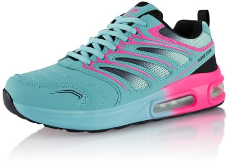 Fusskleidung® Damen Herren Sportschuhe Dämpfung Sneaker leichte Laufschuhe Türkis Schwarz Pink EU 39