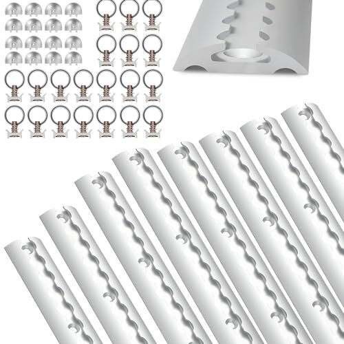 Joparri 8 Stück 1M Airlineschiene halbrunde Form mit 8X Endkappen, 10x einfach Alu Fitting Max. Tragfähigkeit 1.7t, mit Bohrungen eloxiert Airlineschienen Set, Für LKWs Transporter Wohnmobile