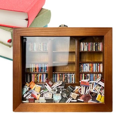 Shuangliao Angst Bücherregal, Miniatur Buch Match Vitrine, Handgefertigtes Angst Bücherregal Aus, Shake Away Ihre Angst, Stress Reliever, Heimdekoration, Einweihungsgeschenk Für Buchliebhaber