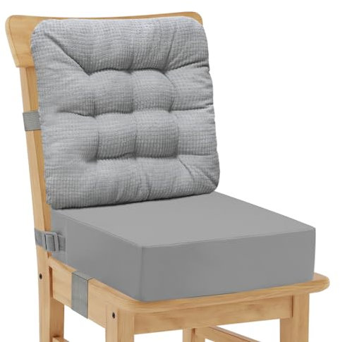 CAVWVTYU Sitzerhöhung Stuhl, Waschbar Sitzerhöhung Stuhl Kind - 2Pcs dicken Kissen Sitz weich Cord Stuhl Pad Rückenlehne Kissen PU wasserdicht einfache Reinigung Booster Sitz mit Anti-Rutsch-Boden