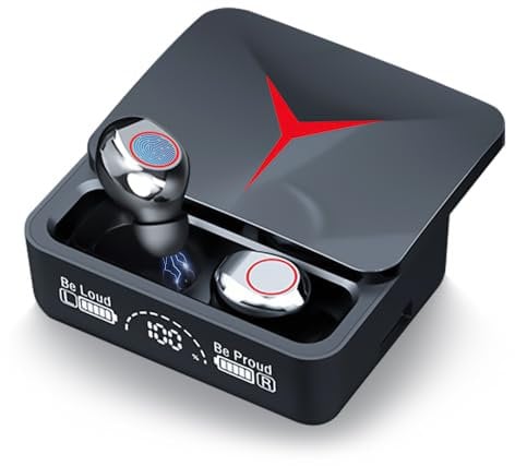 Auriculares Bluetooth 5.3 In Ear inalámbricos con Estuche de Carga y Control Táctil, Compact Design Auriculares Deportivos IPX7 Impermeable Cascos Inalambricos Pantalla LED para Correr y Hacer Deporte