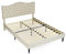 MEUBLE COSY Lit Double 140x190 cm avec Sommier à Lattes en Bois et Tête de Lit revêtement en Tissu, Scandinave, pour Chambre, Adulte, Adolescent, Beige