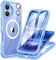 CENHUFO Compatible with iPhone 16 Case Fits for Magsafe, Built-in Glass Screen Protector with Camera Lens Protector, 360 Full Body Shockproof Protective Phone Case for iPhone 16 6.1 Inch -Blue