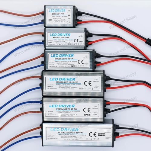 KSZHZYMGX Pilote LED 1-3W 4-7W 8-12W 12-18W 18-24W 25-36W AC95V-265V, Alimentation 300mA, transformateur d'éclairage étanche IP65 (Size : 1-3W DC3-12V)