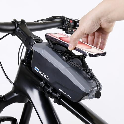 GADISTA FRANCE, support telephone velo jusqu'a 7 pouces avec Boîte à Gants Intégrée.Sacoche velo amovible avec fixation innovante et rotation à 360°- Porte telephone velo Ideal cadeau homme femme noel