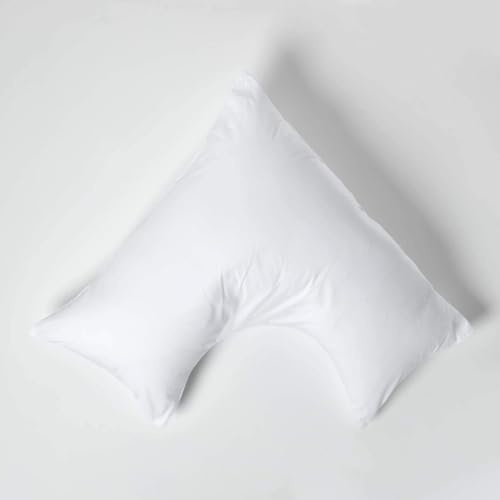 HOMESCAPES White Pure Egyptian Cotton V-Shape Pillowcase 200 TC 400 Thread Count Percale Equivalent Pillow Case For Nursing Pregnancy and Elderly Pack of 4