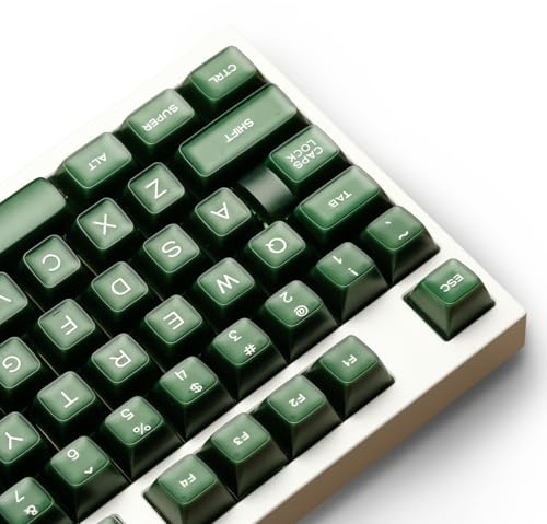 Ultraequip PBT-Tastenkappen, RSA-Profil für mechanische Tastaturtasten | Double-Shot PBT, RSA-Profil, durchscheinend, ISO/ANSI-kompatibel, Smaragdjade-Design, breite Layout-Abdeckung