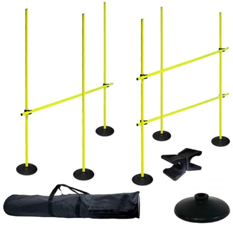 AemaSport Set de Entrenamiento de Agilidad y Velocidad – Vallas Ajustables, Palos de Slalom con Bases Lastradas, Obstáculos para Juego de Pies, Coordinación y Resistencia – Ideal para Atletas, Equipos