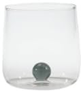 Zafferano Bilia Glasbecher - Handgemachtes Borosilikatglas, Verziert mit bunter, farbiger Glaskugel im Inneren, cl 44 h 90mm d 88mm - Set 6 Stück (Grau)