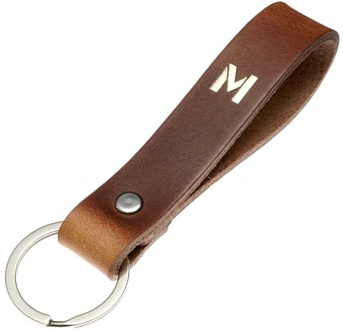 ELBERCRAFT® Schlüsselanhänger Leder ALPHABET der Schlüssel Organizer für deine Schlüsseltasche keychain made in Germany braun gold Gravur
