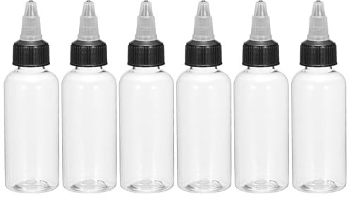 sourcing map 6Pcs 2oz/60ml Squeeze Bottles, Clear Dispensing Bottles with Twist Cap Lids, Plastic Squirt Bottle for Ketchup, Mustard,and Crafts