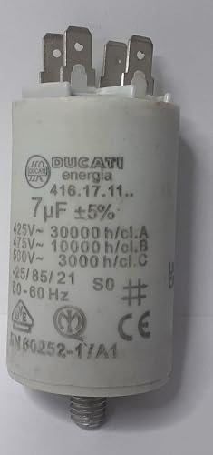 Condensateur demarrage moteur 7MF boitier plastique de reparation pour Sèche-linge CANDY WHIRLPOOL INDESIT HOOVER, ARISTON HOTPOINT, IBERNA, ZEROWATT, OSTEIN, ROSIERES, ASKO 41039164, 482000079431