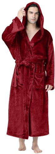 Hkdjaess Kuschelbademantel Herren Flauschig Kuschelig Fleece Saunabademantel Frotteebademantel Flanell Baumwolle Einfarbig Saunamaentel Kuschelmantel 2024 Warm Flauschmantel Bademäntel