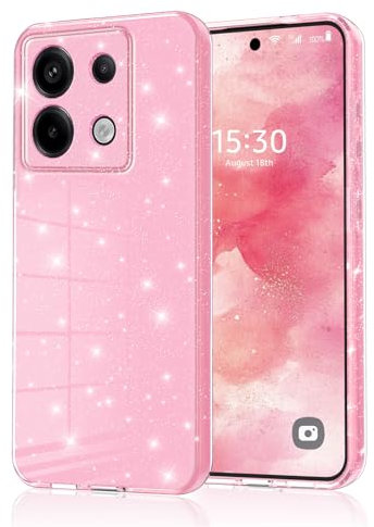 Eherui Coque de protection pour Xiaomi Redmi Note 13 Pro 5G/Poco X6 pailletée, en silicone TPU anti-traces de doigts, protection anti-chocs, fine et résistante aux rayures, rose