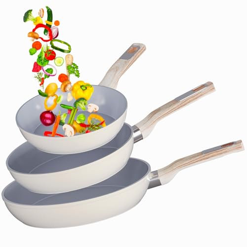 HOMELUX Pfannenset Pfanne Ø20/24/28cm,3TLG Bratpfanne Pfannen,Keramikpfanne,Pfanne Induktion mit Antihaft-Beschichtung,geeignet für alle Herdarten
