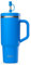 QWETCH - Travel Cup 900ml avec Paille & Anse - 48h Glacé / 12h Froid - Gourde Isotherme Inox Recyclé - Mug avec Bouchon à Vis Anti-Éclaboussures - Tasse Thermos - Bleu Azur