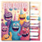 HIDEBLOOM Monster Einladungskarten Kindergeburtstag Mädchen und Junge I 12 Stück I DIN A6 (10,5 cm x 14,8 cm) I Einladung Monsterparty Kinder Geburtstagseinladungen I Einladungen Geburtstag Monster