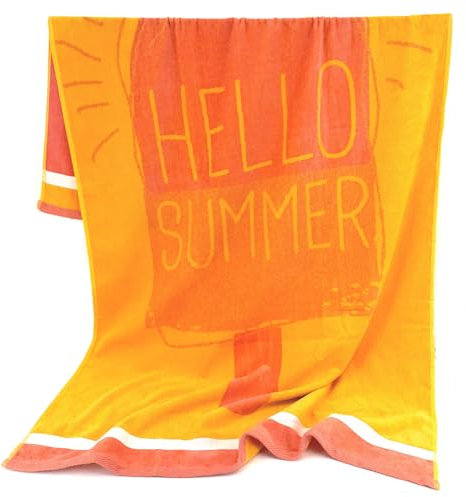 heimtexland ® Strandtuch Soft Velours Badetuch Sommer Handtuch 90 x 160 cm Duschtuch saugstark Frottier 100% Baumwolle Oeko-TEX Typ907 EIS gelb - 1 Stück