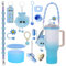 13PCS Accessories Set for Stanley Cup, Including Silicone Straw Cover Handle Strap Silicone Boot Spill Stopper Leak Stopper Flower Charms for 40/30oz Stanley Tumbler (Blue)
