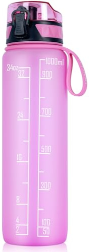 FULDENT Trinkflasche 1L Sport Wasserflasche [BPA Frei] Trinkflasche mit rutschfest Gummi Grip Geeignet für Die Fahrrad, Outdoor, Schule, Gym