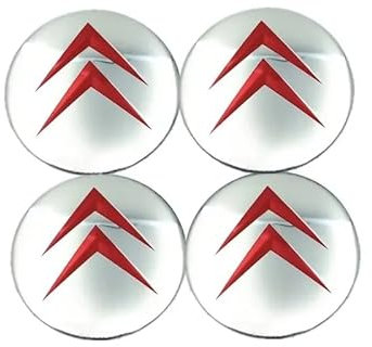 BBTUA 4 Pièces Cache-moyeux Autocollants pour Citroen C3 C4 C5 Elysee, Hub Centre Caps Cover Sticker Insigne Couvercle de Jante Autocollant,Silver red-56mm